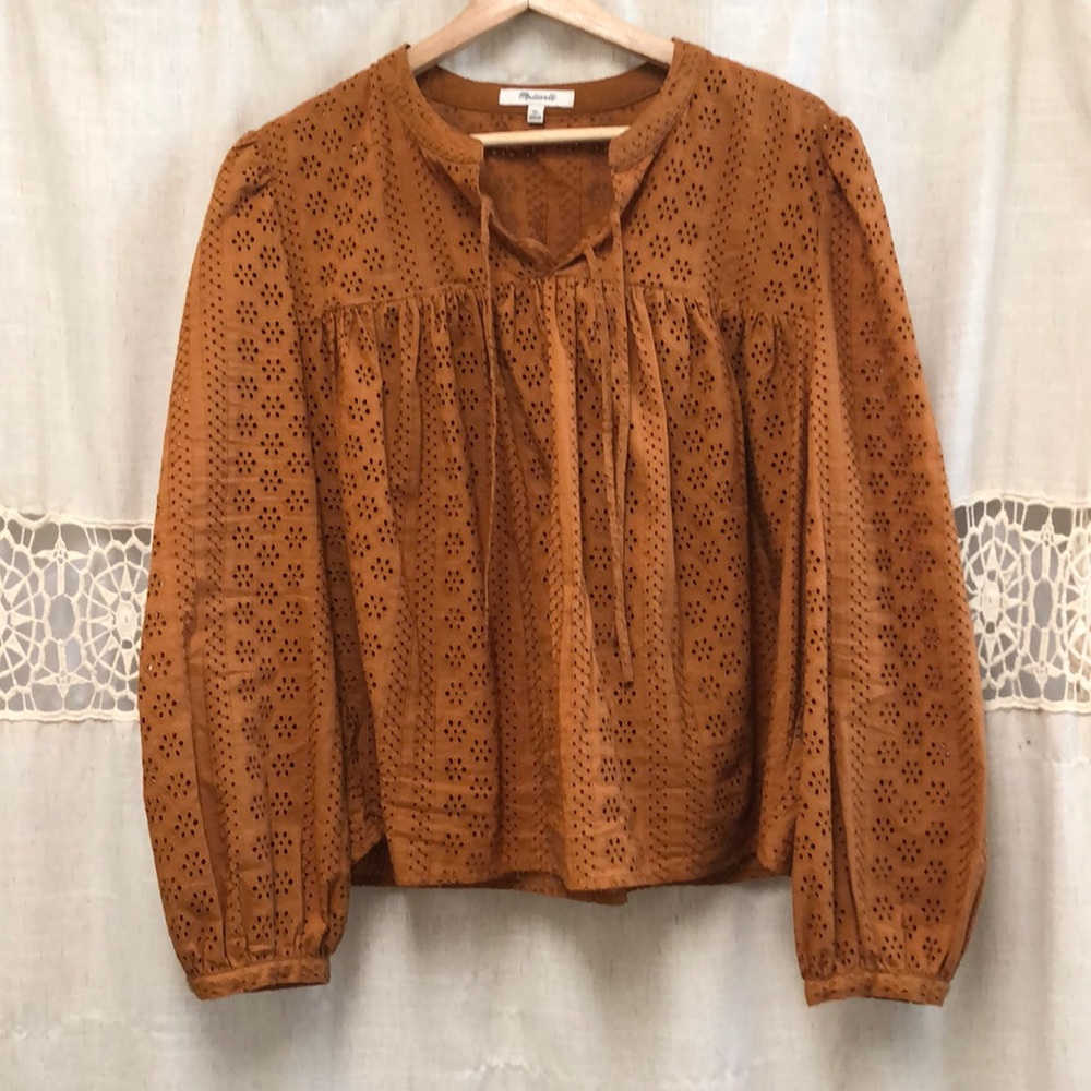 Madewell eyelet peasant top